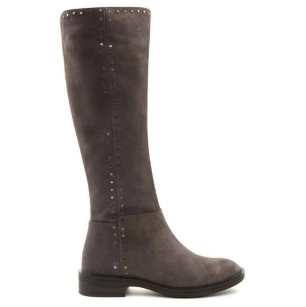 Steve Madden Natural Comfort Zoe Gray Suede Riding Boots Stud Detail Size 7W